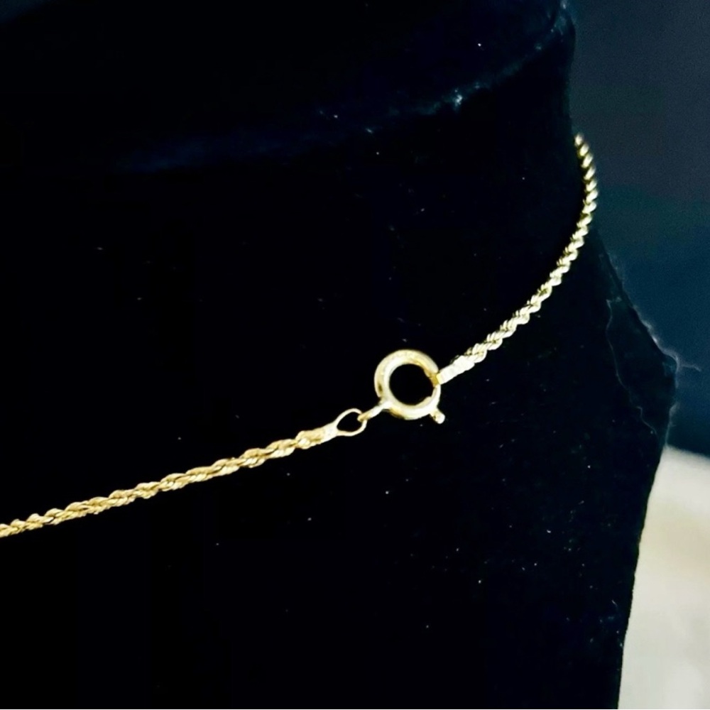 14K Gold Six [6] Round Picture Frame Charm Pendant + Rope Chain Necklace - Picture 10 of 16